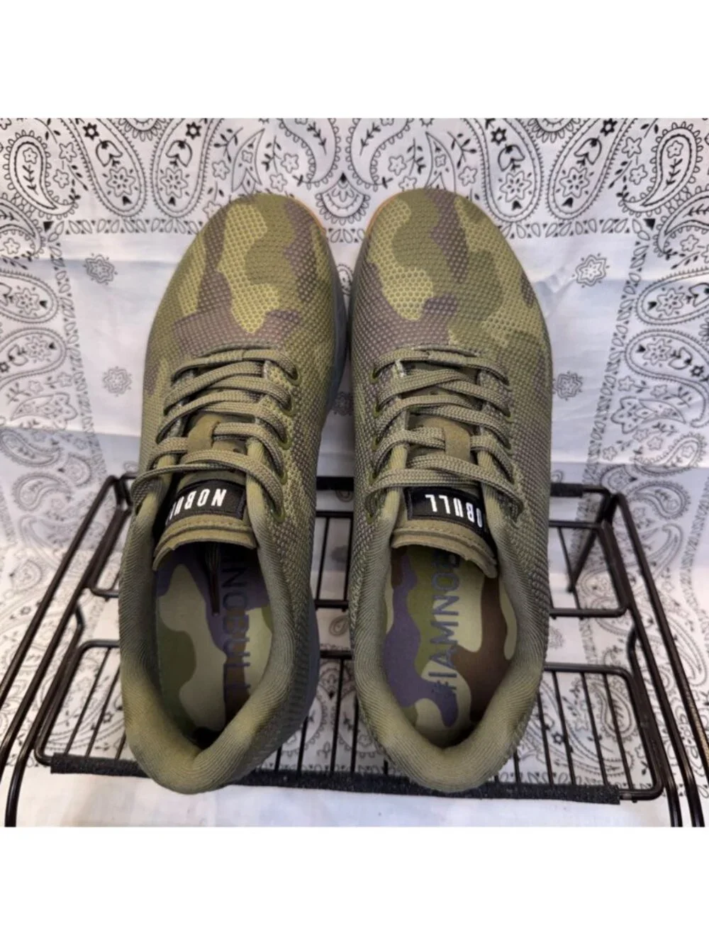 No Bull Outwork Trainers/Athletic Shoes Green Camo/Gum Mens 7/Womans8.5 Worn 1X